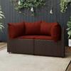 VidaXL Garden Corner Sofas and Cushions 2pcs Brown Wicker, Sofa, Garden Sofa, Sectional Corner Sofa, 319822