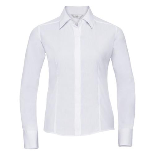 Russell Collection Womens/Ladies Polycotton Fitted Long-Sleeved Shirt