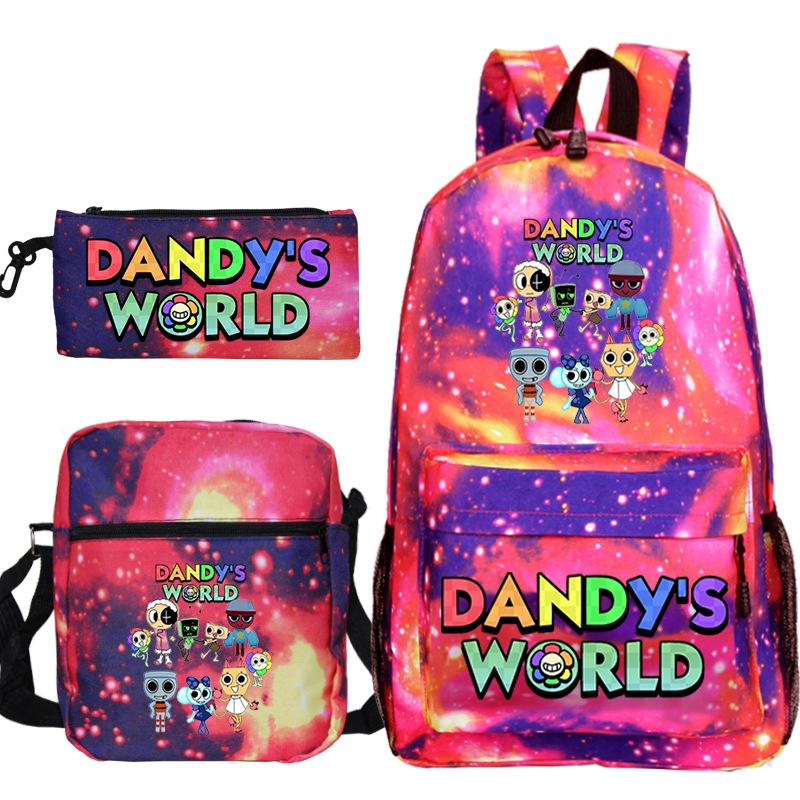 Dandy'S World Printed Fashion Children'S Pencil Case Messenger Bag Three-Piece Set Primary And Secondary School Bag