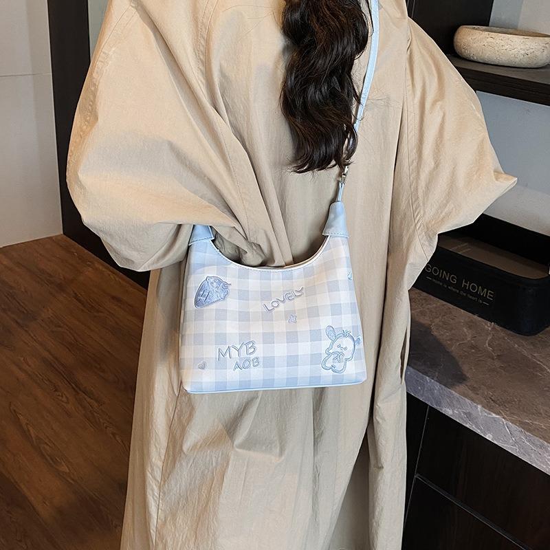 Клетчатая портативная маленькая сумка женская новая модная сумка-облако летняя женская сумка через плечо