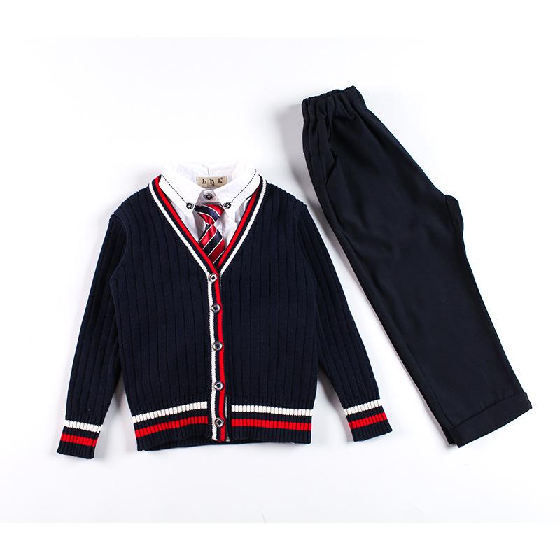 Детский весенне-осенний комплект школьной формы 2025 года: Вязаный кардиган, свитер и наряд для детского сада