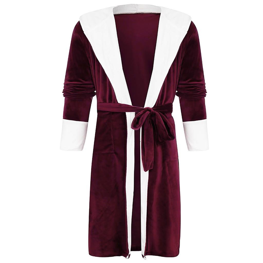 Women Winter Plush Lengthened Shawl Bathrobe Home Clothes Long Sleeved Robe Coat