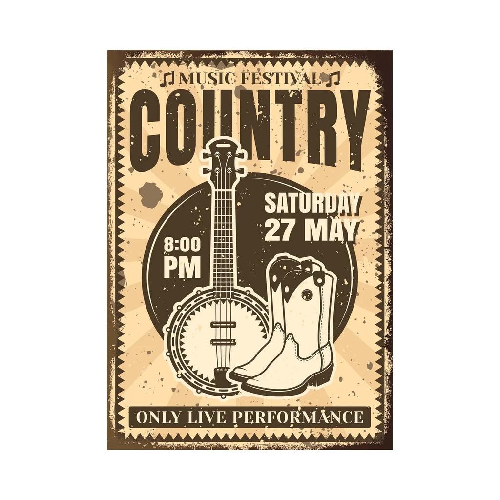 Vintage Tin Signs Decor Rock Music Metal Posters Retro Guitar Rock Party Metal Plates Room Wall Art for Bar Pub Club