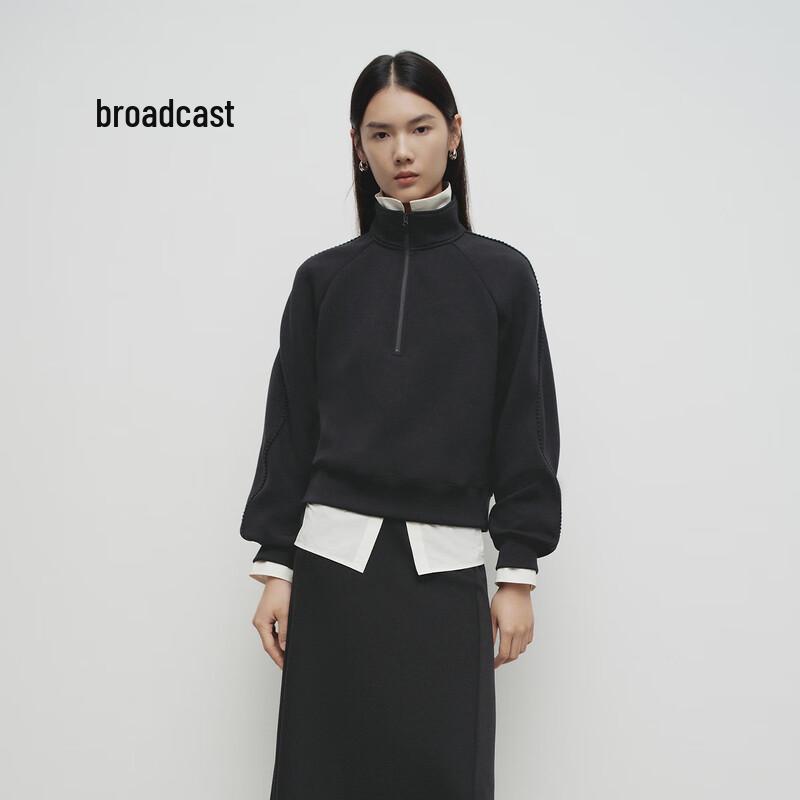 broadcast Women's American Casual Zipper Stand Collar Sweatshirt