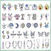 925 Sterling Silver Colorful Zircon Stud Earrings Unicorn Cat Paw Avocado Feather Heart Cute Drop Earring for Women Jewelry Gift