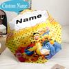 Custom Name Little yellow bear and friends Umbrella, 8-Rib Folding Umbrella, Lightweight Portable Design for Lovers, Friends, Perfect Gift for Birthda