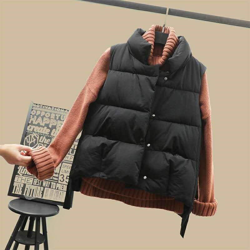 Down Cotton Vest Women's Short Student New Autumn and Winter Versatile Vest Loose Bread Cotton Vest
