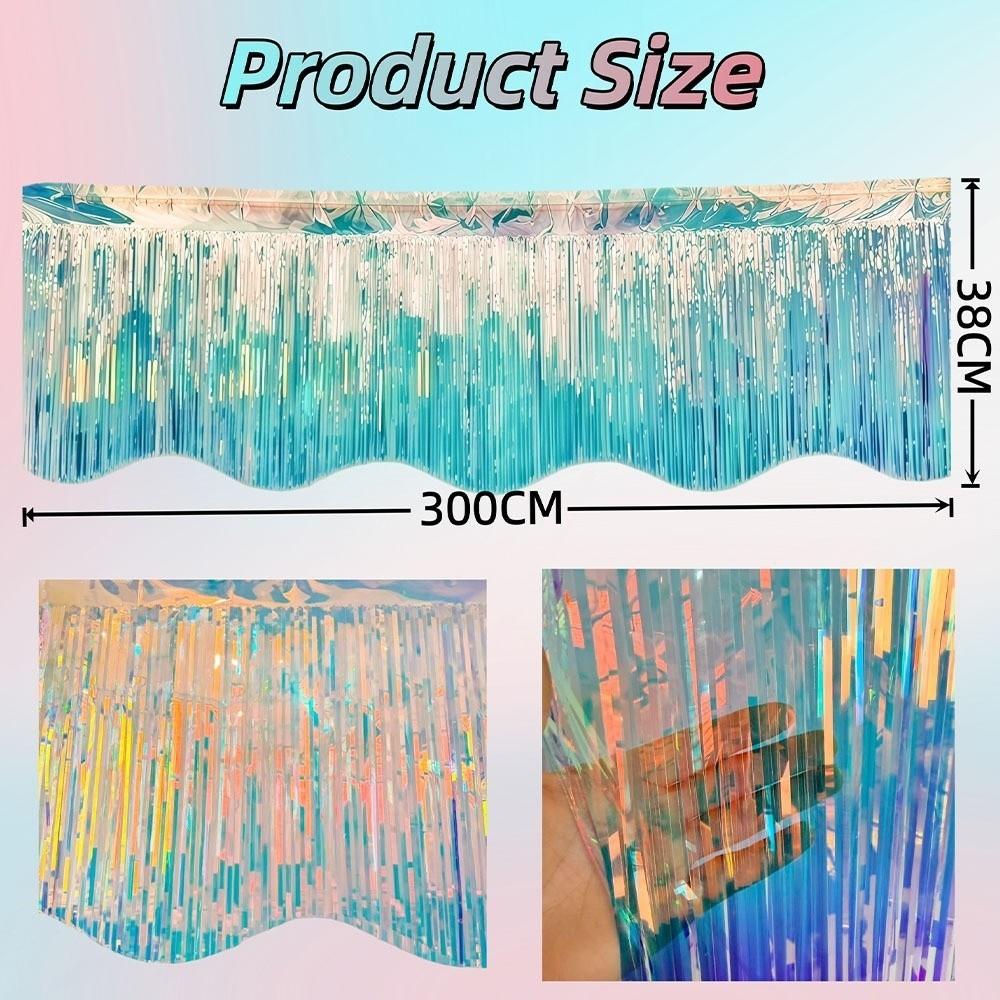 38x300CM Wave Banner Colorful Foil Curtain Scene Decoration Tinsel Fringe  Scenic Area