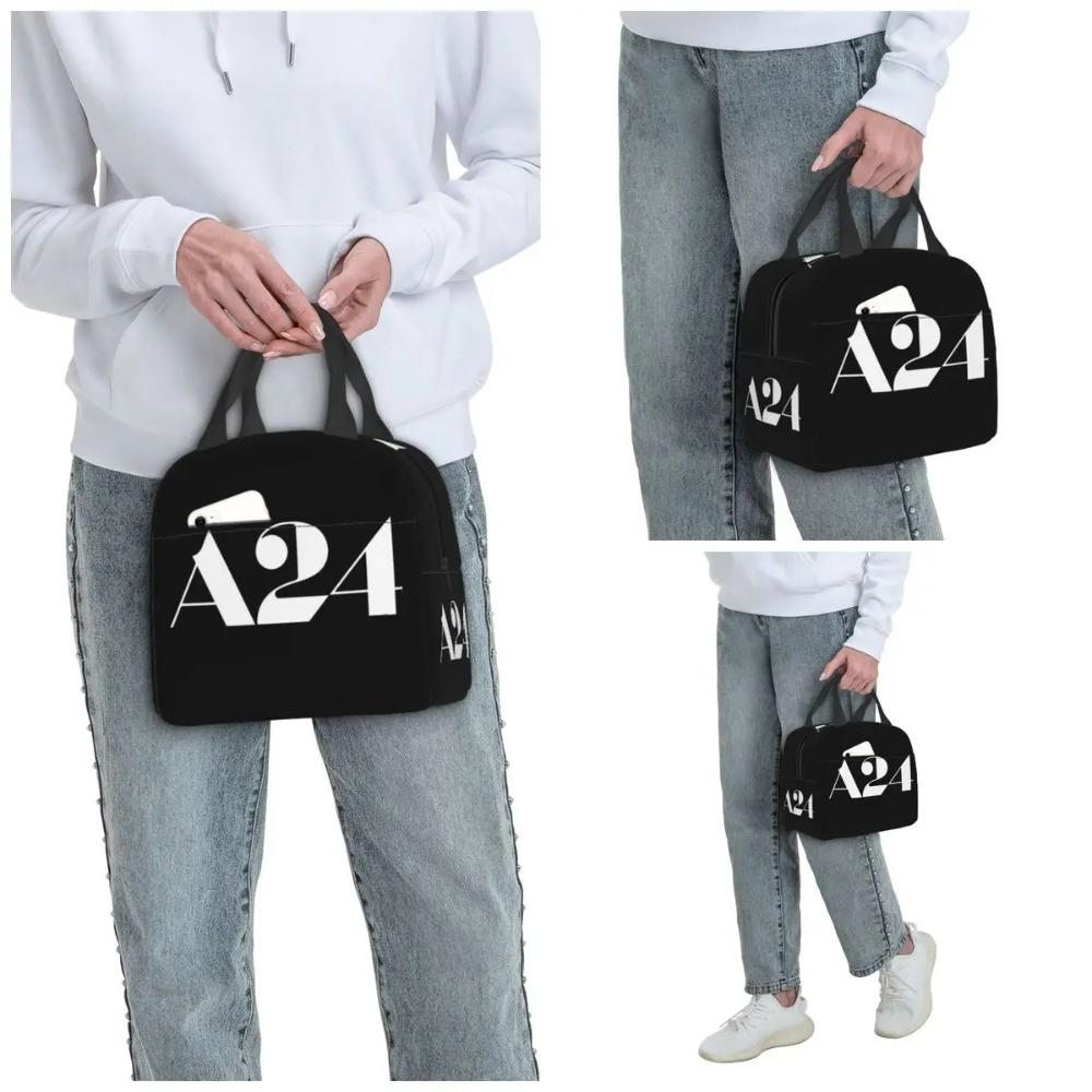 A24 White Logo Insulated Lunch Bag for Kids School Cooler Thermal Food Box Tote Leakproof Lunch Boxes Container