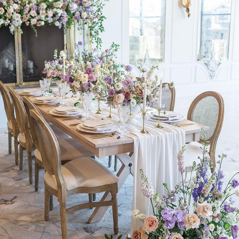 Белая шифоновая дорожка для стола Свадебные украшения для вечеринки по случаю рождения ребенка День рождения Рождество День благодарения Хэллоуин Мероприятия Товары