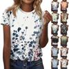 Women's Fashion Casual Short Sleeve Printed Round Neck Pullover T-Shirt Top
