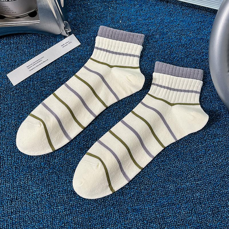 Мужские весенне-летние короткие носки, подростковые летние носки из чистого хлопка, полностью хлопковые, антибактериальные, влагоотводящие, спортивные и студенческие, модные
