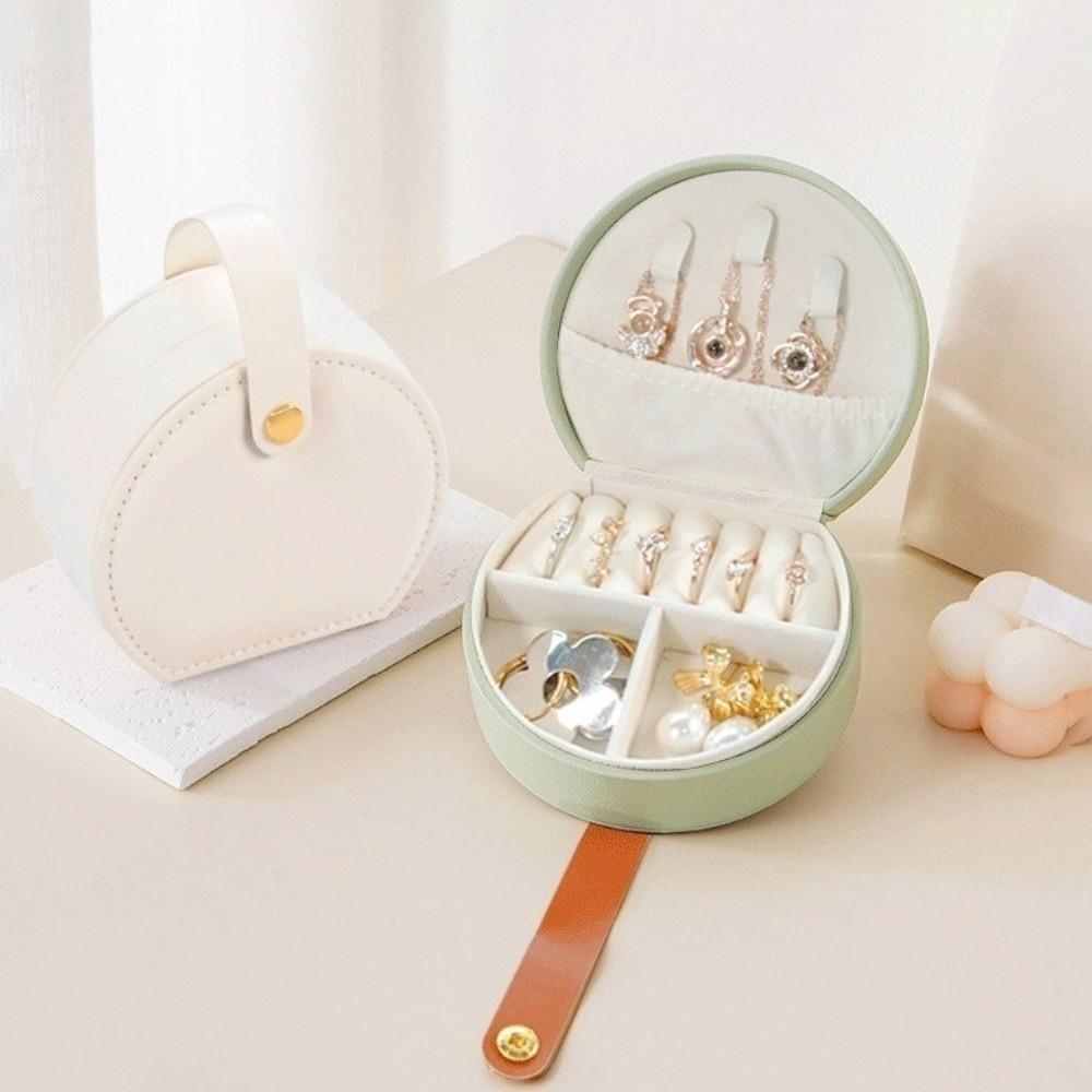 Semi-Circular Jewelry Storage Box Handbag Jewelry Case Portable Jewelry Organizer Rings