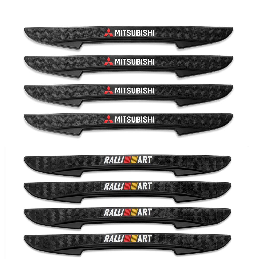 hkbn2 4Pcs Car Logo Anti-Collision Strip Protective Sticker For Mitsubishi 9 Ralliart EX ASX L200 Colt Outlander Pajero Lancer Eclipse
