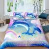 Dolphin Duvet Cover Set Cute Kawaii Wild Animals King Queen Full Size Polyester Bedding Set For Boys Girls Comforter Cover