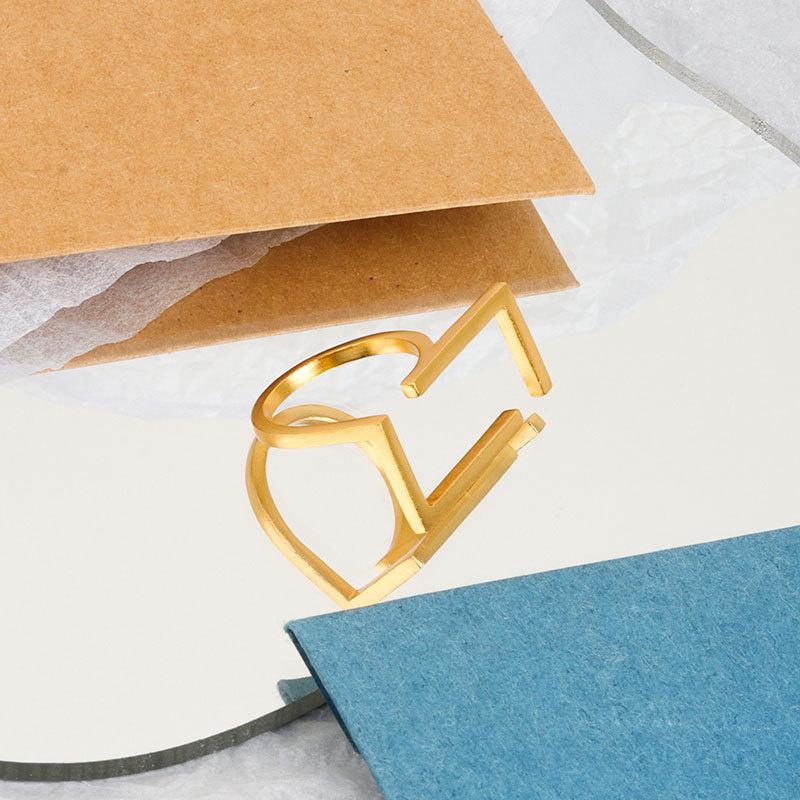 Geometric Glossy Concave Convex Shaped Ring Female Niche Design Personality High Sense Finger Ring Ins Cold Temperament Opening Index Finger Ring