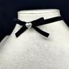 Fashionable Necklace with Bowknot and Heart Adjustable Collarbone Chain Handmade Choker Accessory for Stylish Women