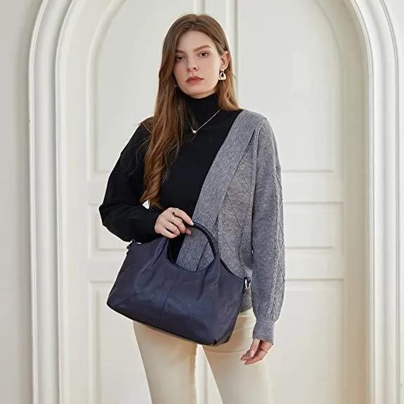 New Casual Large Capacity Women's Handbag and Multifunctional Soft Leather Sloping Shoulder Handbag