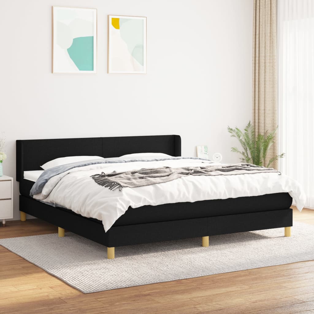 Box Spring Bed with Mattress Black 160 x 200 cm Fabric