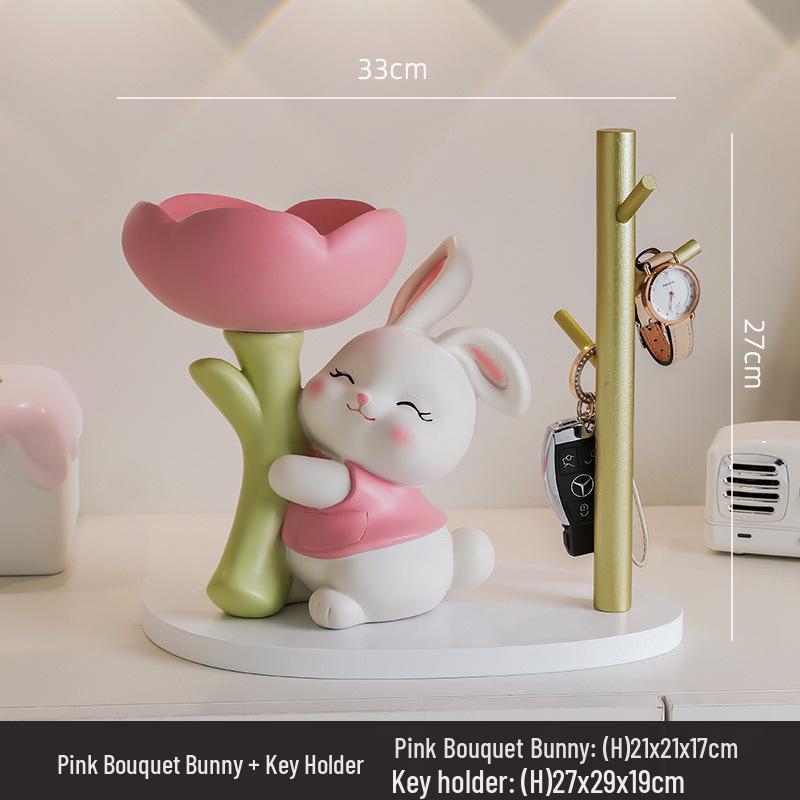 Lucky Cat Resin Craft Key Holder for Home Decor & Children's Room Storage