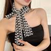 Elegant Rose Flower Long Satin Scarf Soft Pure Color Chiffon Neckerchief Collar Decoration Kerchief Chiffon Scarves