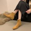 Осенняя прогулка~ Корейская версия ins маленькие короткие ботинки универсальные матовые ковбойские ботинки квадратный носок внутренняя платформа ботильоны женские новые зимние модели