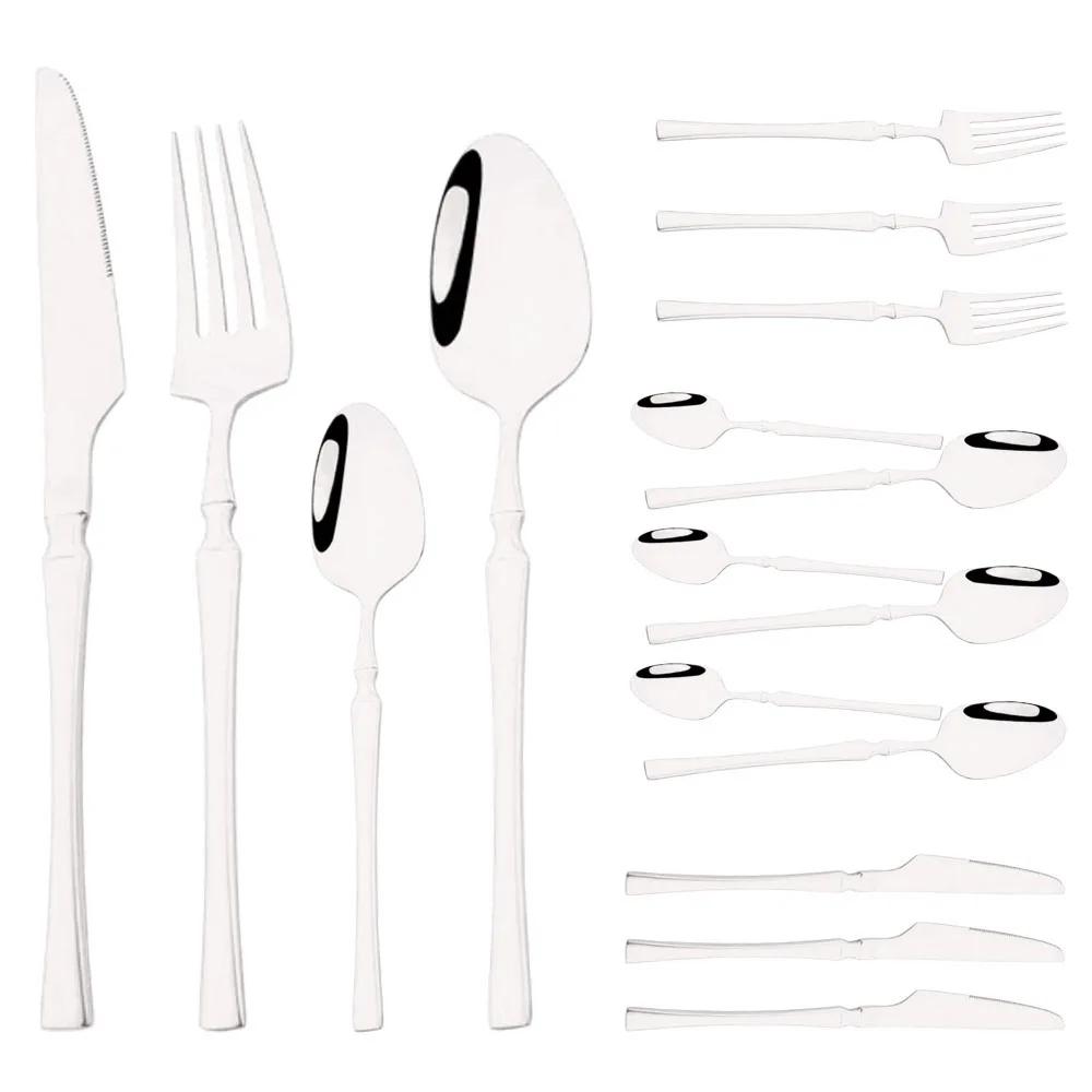 16 предметов белого золота столовый набор нож вилка кофейная ложка столовые приборы из нержавеющей стали столовые приборы кухонное серебро столовая посуда