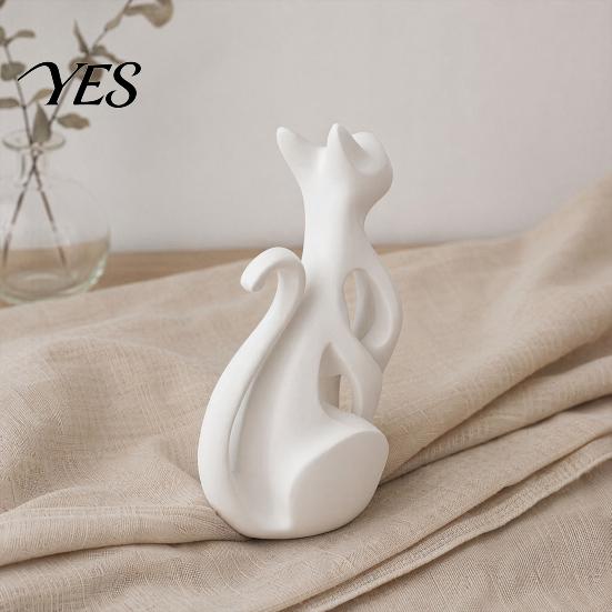 Настольное украшение-кошка, Полая 3D-печатная фигурка, Современная абстрактная статуэтка сидящего котенка, Художественная скульптура животного для украшения дома, Подарок для любителей