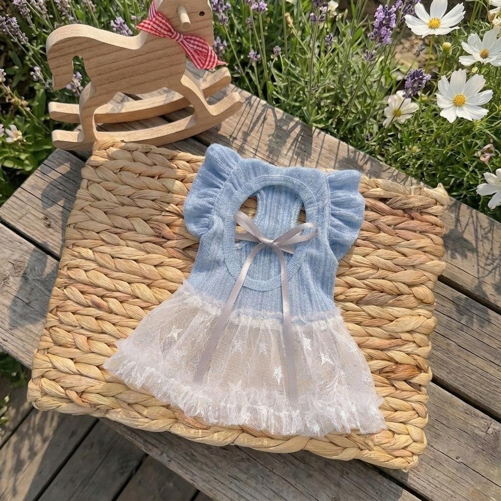Pet Backless Dress Beautiful Dog Clothing Solid Color Maltese Suspender Small and Medium-sized Dog Princess Skirt