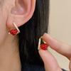 Французская ретро-винно-красная капля масла Love с микроинкрустацией цирконом и геометрической пряжкой для ушей