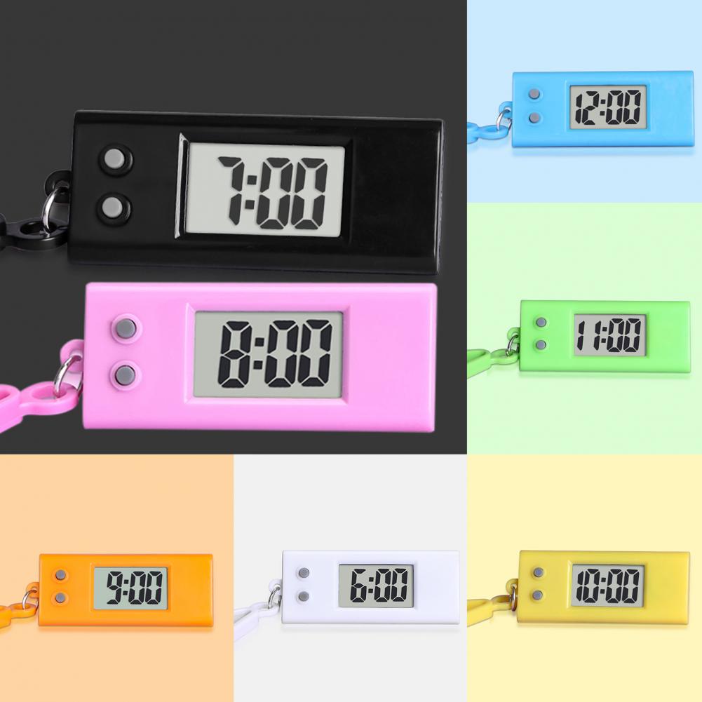 Student Electronic Clock Silent LCD Digital Display Triangle Desktop Clock Keychain for Exam Table Time Display Hanging Keychain