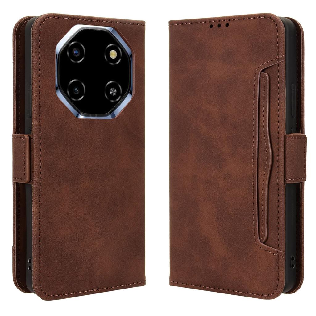 Кожаный чехол-бумажник для Blackview Shark 6 / Oscal Tiger 8 с несколькими отделениями для карт