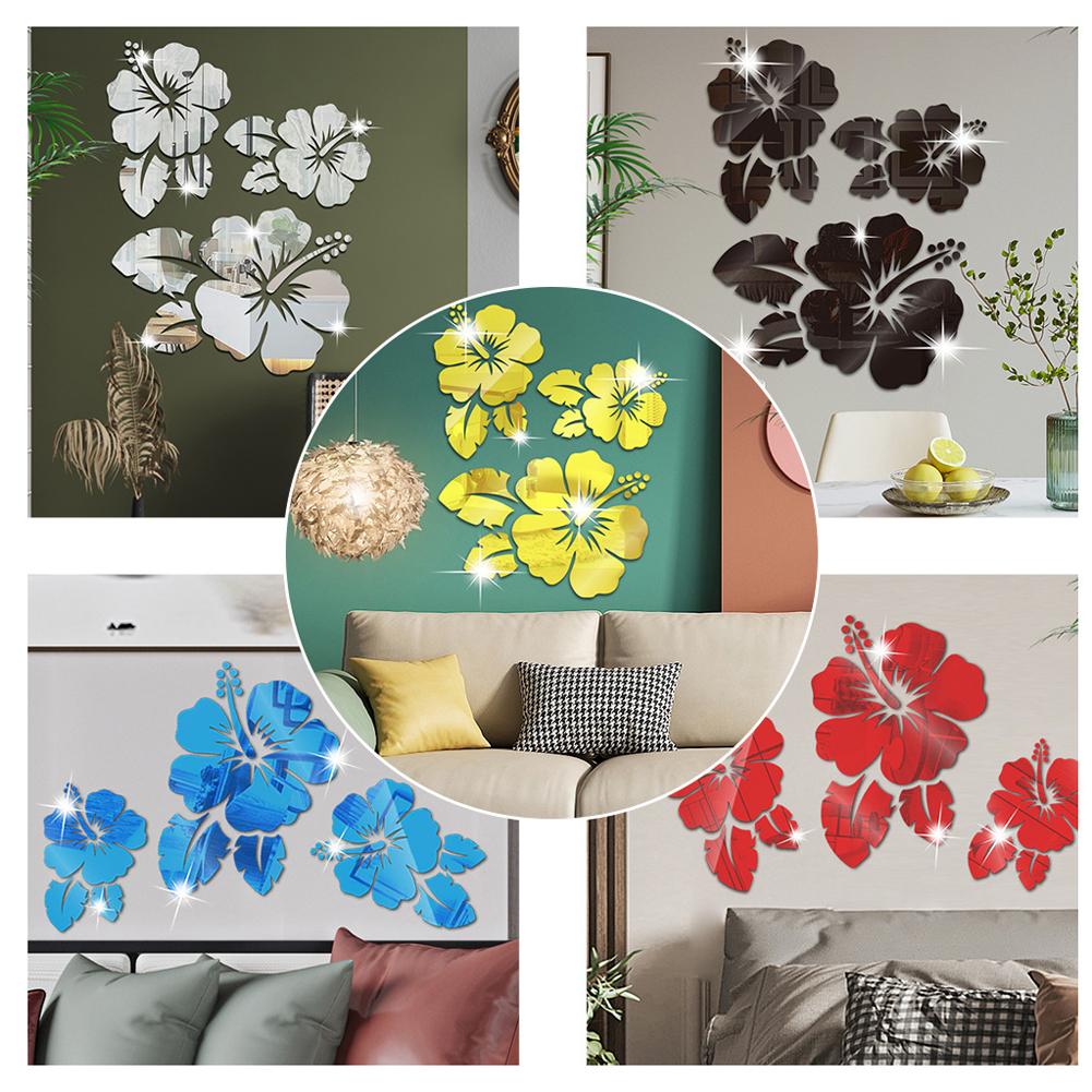Flower Mirror Wall Stickers Diy Acrylic 3d Decorative Miroir For Home Living Room Bedroom Decor