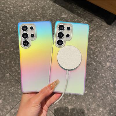 Подходит для Samsung Galaxys25ultra Магнитный чехол для мобильного телефона с присоской Матовый S24 Градиентный S25plus Цветной с гальваническим покрытием Противоударный чехол