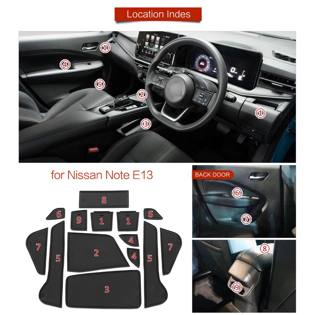 Для Nissan Note E13 противоскользящий коврик для паза под дверью, накладка на дверной паз, аксессуары для интерьера, нескользящие коврики, подставки под стаканы