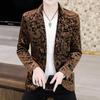 Men's Gold Velvet Slim Fit Korean Style Blazer - Casual, Stylish Suit Jacket