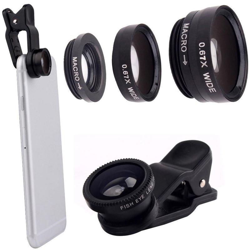 Three-in-one Fish-eye Lens Special Effect Phone Magnifying Glass Wide-angle Macro Selfie Artifact