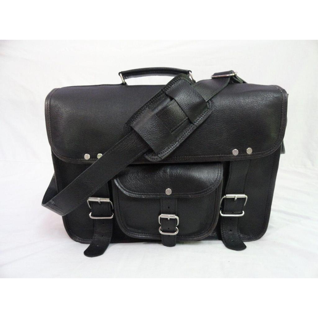 Black Leather Camera Bag Padded Case Messenger Satchel Crossbody Bags