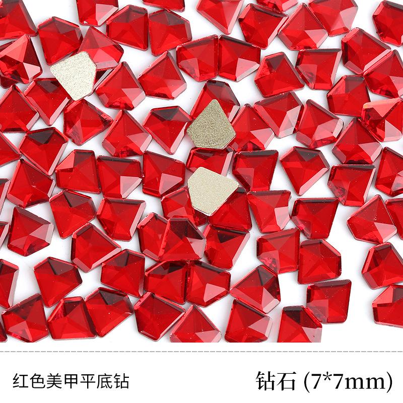Red Nail Art Jewelry Drill Flat Bottom Special-Shaped Drill Water Drop Horse Eye New Year'S Red Nail Glass Sticker Drill