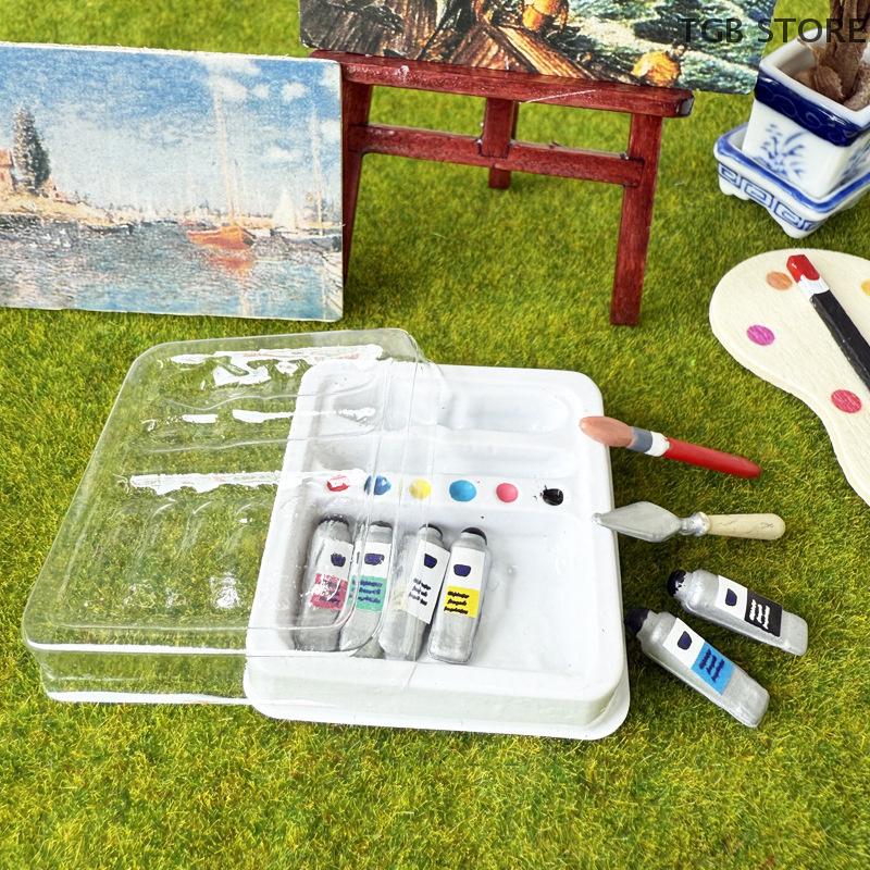 Miniature Watercolor Pencil Paint Box Lifelike Design Mini Paint Box Pretend Toys DIY Simulated Scene Model Play