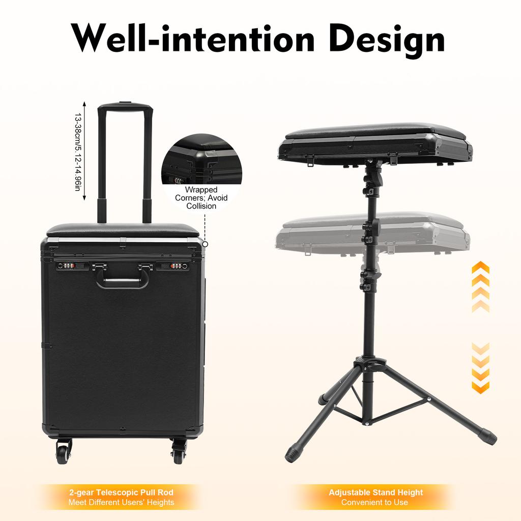 Professional 3-Drawer Rolling Makeup Case with Lock, 20kg Capacity Mobile Beauty Cart on Wheels for Makeup Artists Travel