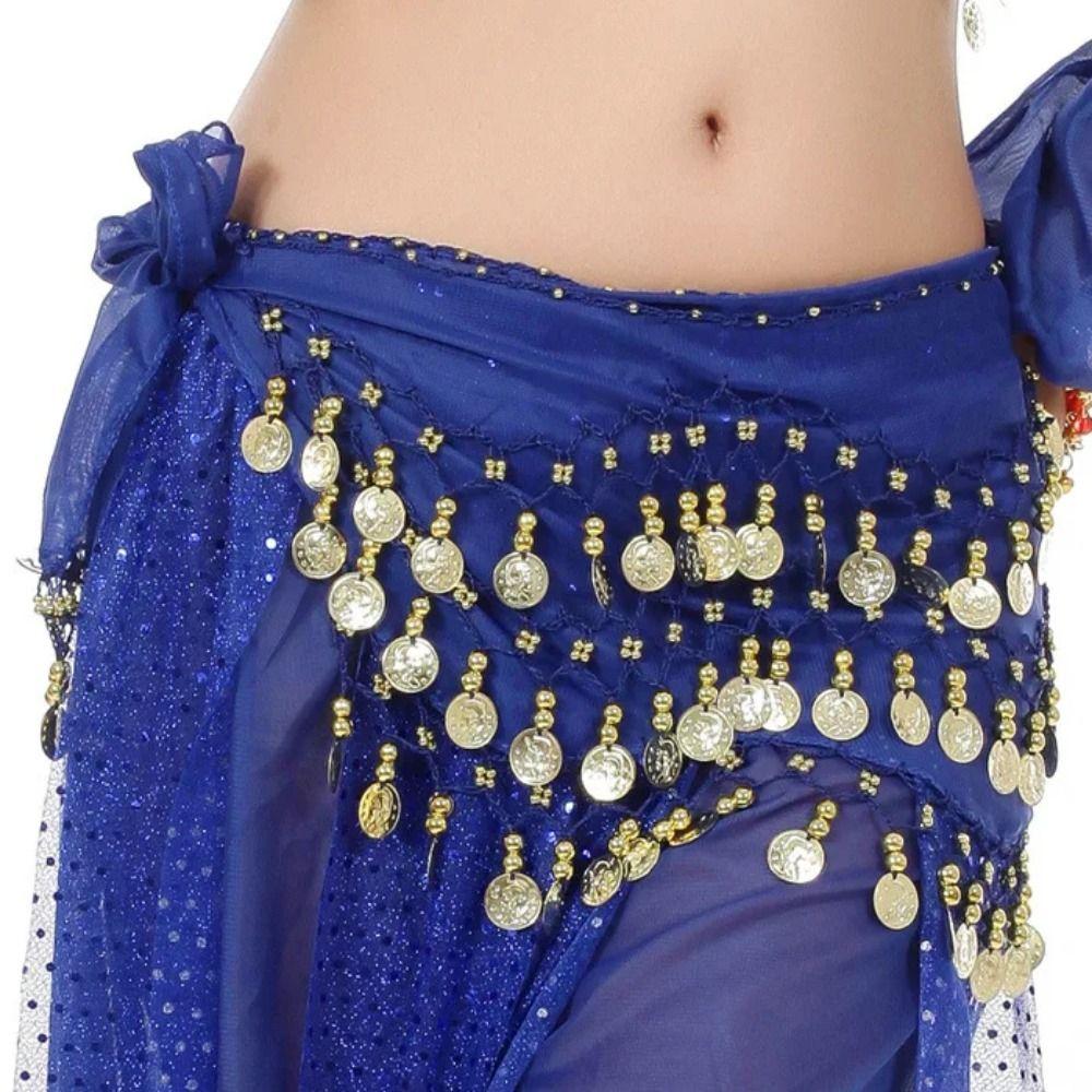 Adjustable Bellydance Waist Chain Gold Color Coins Dancing Waist Belt  Stage Performance