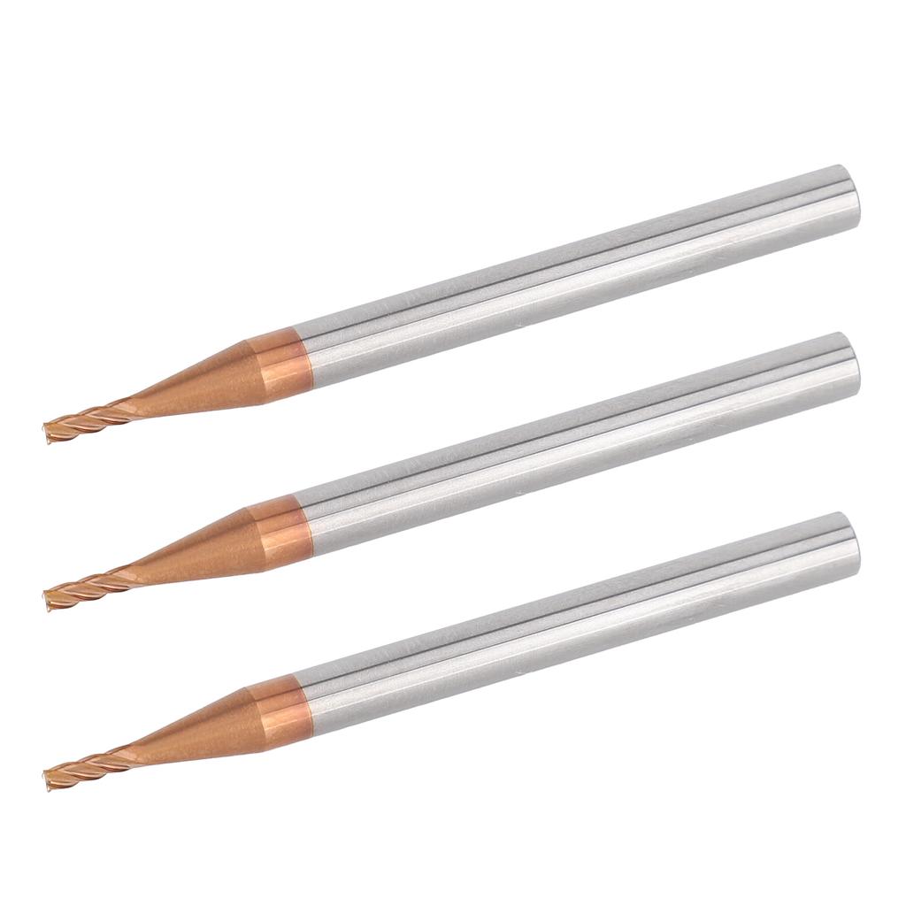 3Pcs Milling Cutter 4 Flutes Tungsten Steel CNC End Mill Cutting Tool 1.5 x 50 x 4T