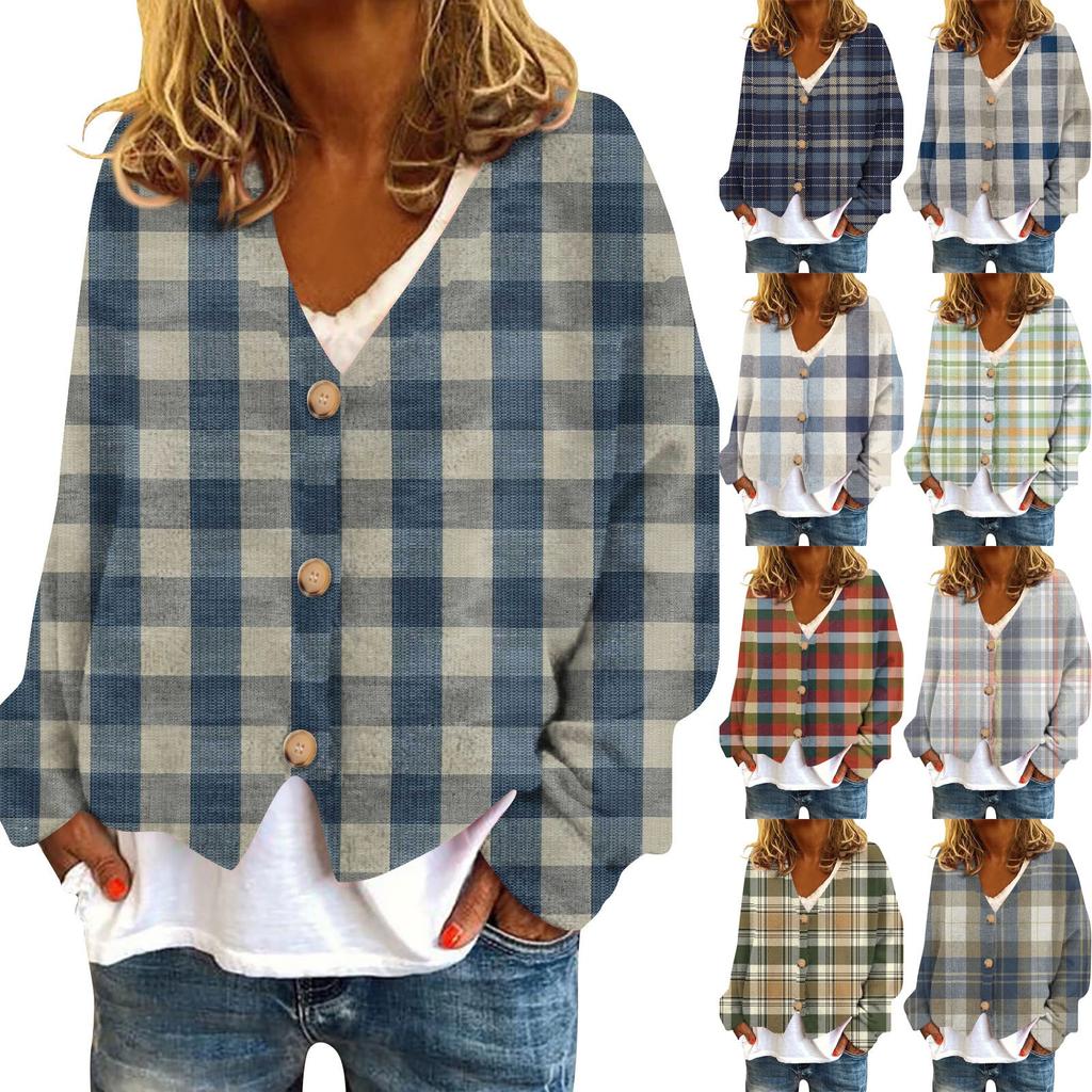 Женская модная короткая куртка с длинным рукавом и принтом в клетку, однобортный плюшевый топ