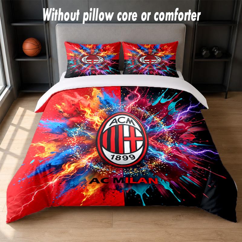 AC Milan Design Bed Bedding Set 1 Duvet Cover + 2 Pillowcases Soft Breathable Household Bed Linens