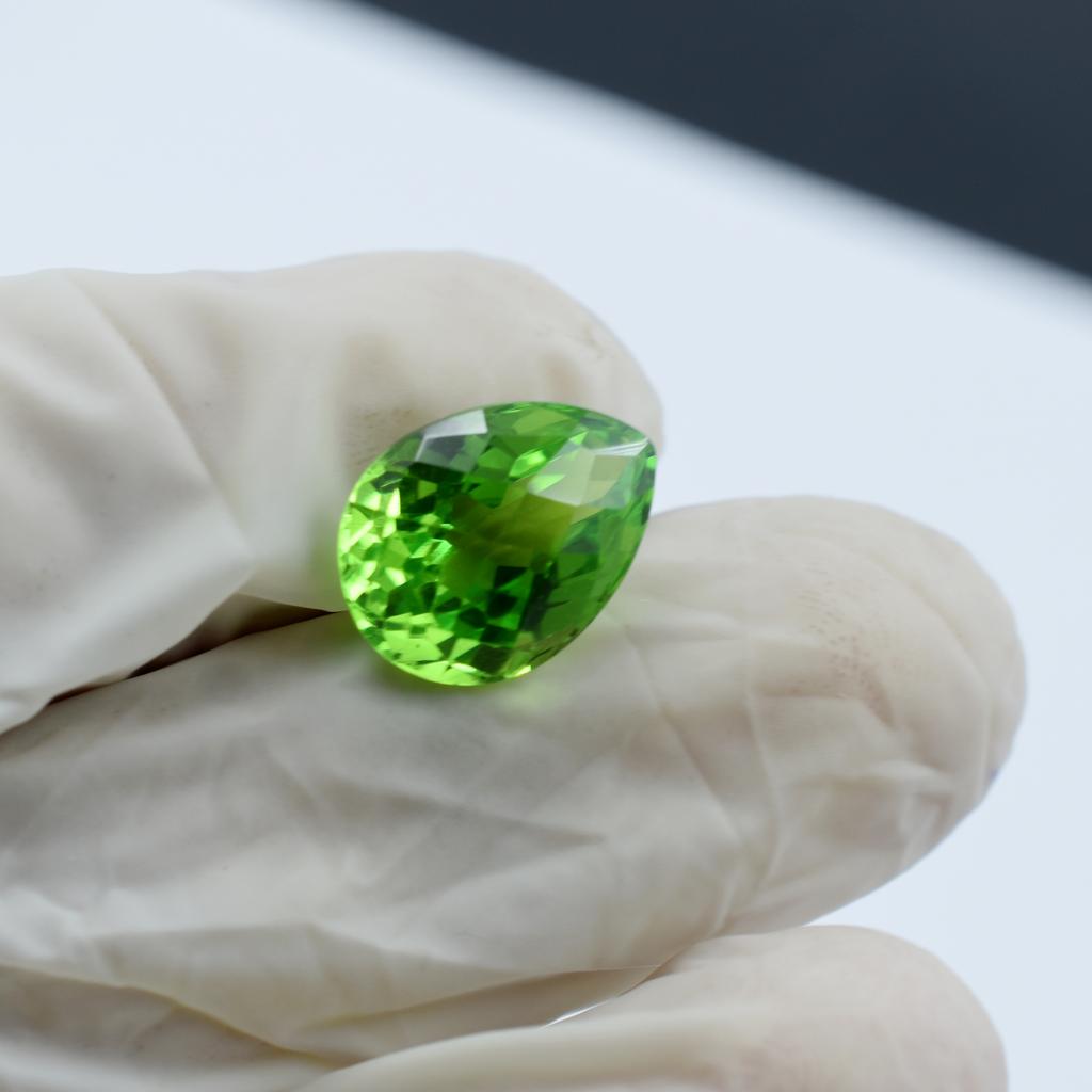 Green Apple Peridot Ring Size 11.65 Ct Natural Pear Cut Loose Gemstone