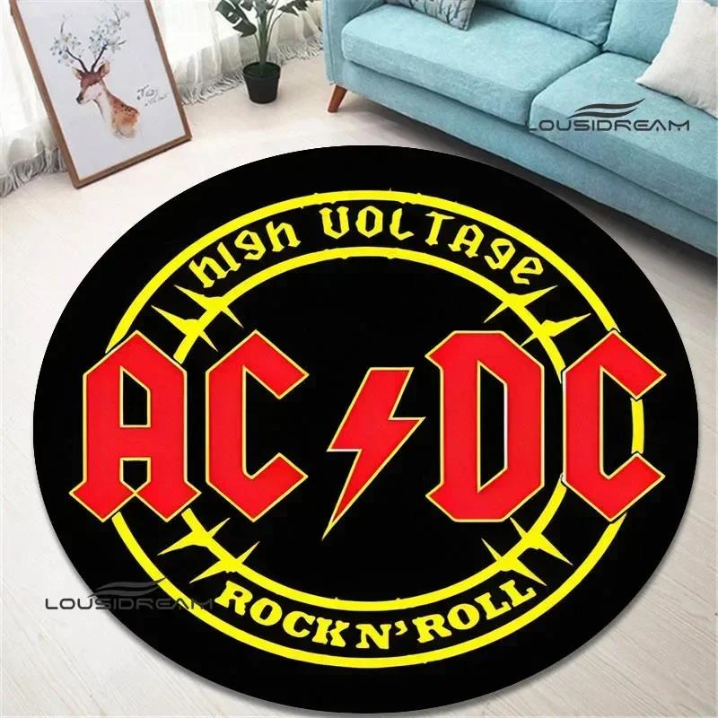 Rock band AC/DC retro printed round carpet bedroom beautiful carpet non -slip door pad floor mats area rug birthday gift