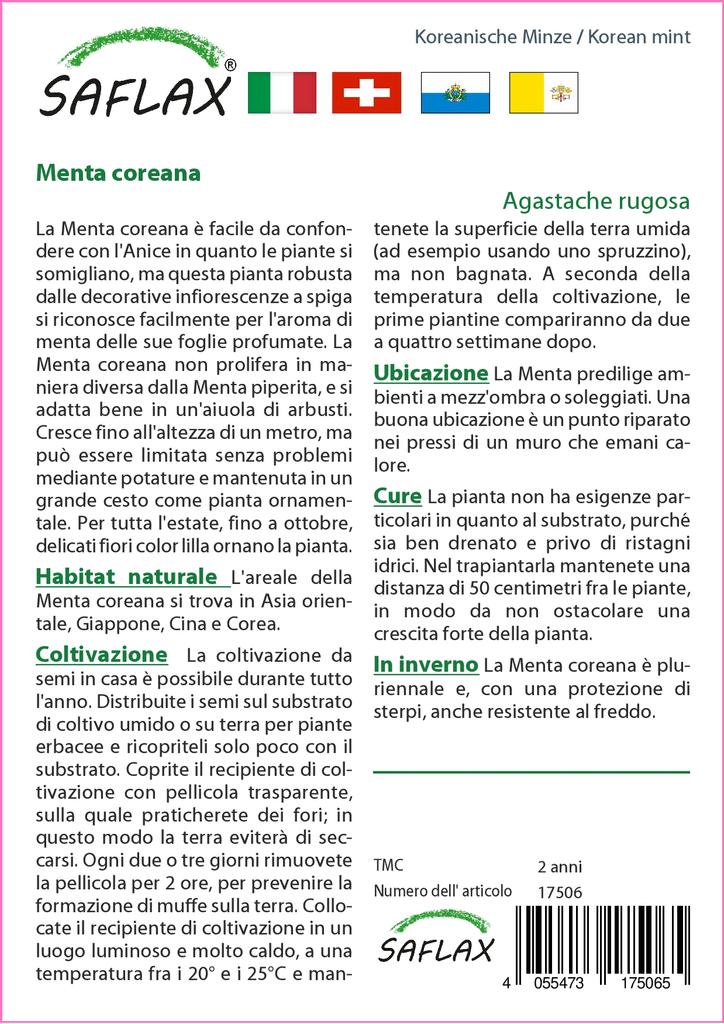 SAFLAX Garden in the Bag - Мята корейская - 1200 семян - С субстратом в подходящем пакете-стойке - Agastache Rugosa