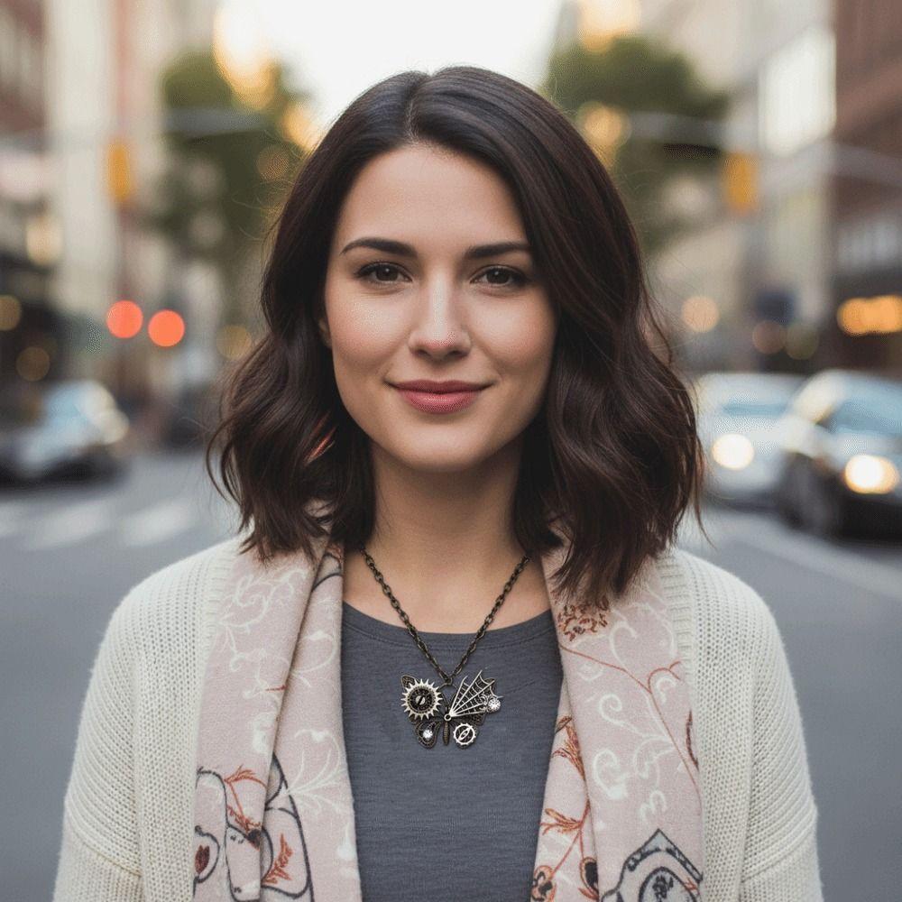 Gothic Mechanical Steampunk Necklace Metal Charm Aesthetic Jewelry Butterfly Pendant Necklace