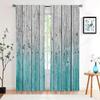 2 шт. Винтажная серо-синяя деревянная дверь с принтом оконных штор - полузатемняющая карнизная штора для гостиной, спальни, домашнего декора